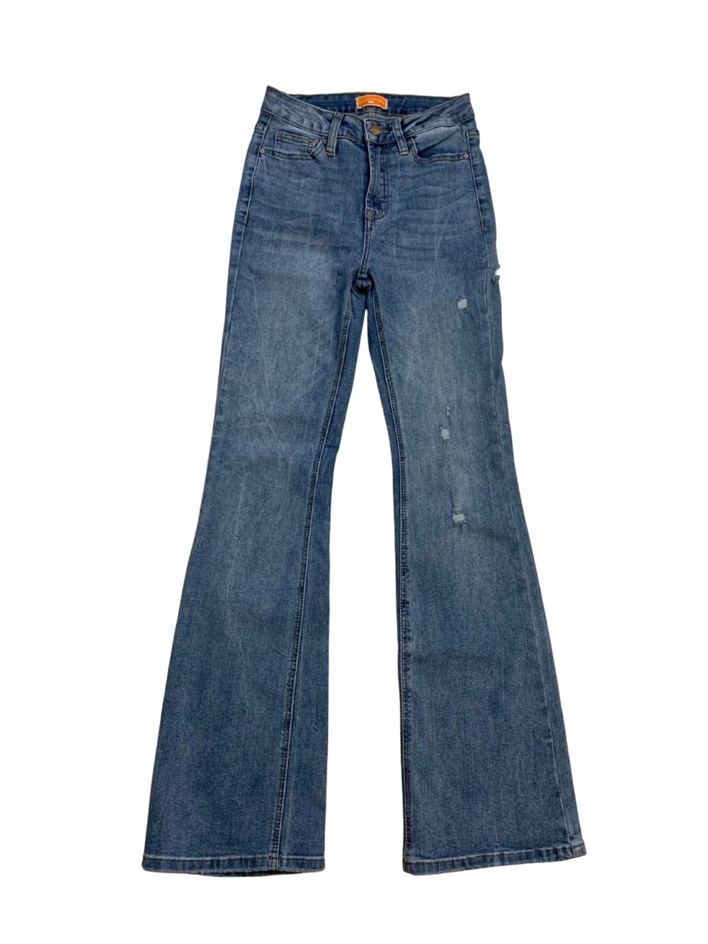 I&M Jeans Flare Lived In Blue Medium Wash Stretch Casual Urban Y2K Wide Leg 70s